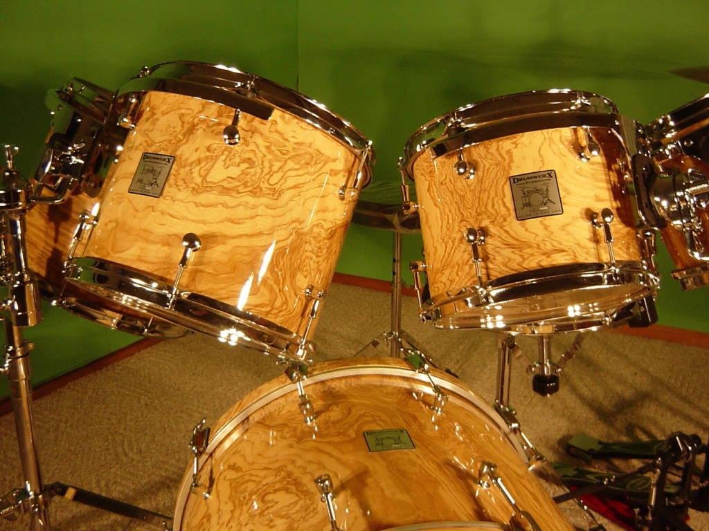 Custom Made Olive Ash Burl Drum Kit